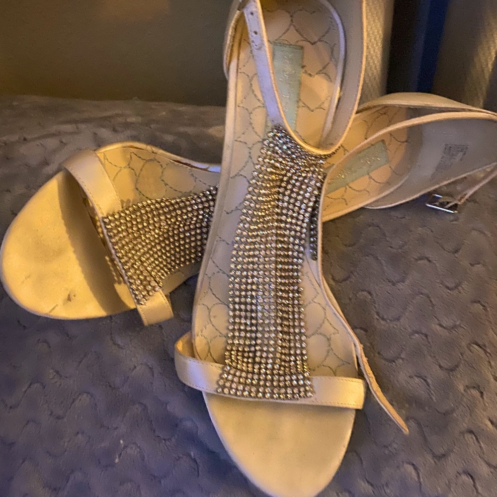 Sexy cream/ rhinestone heels
